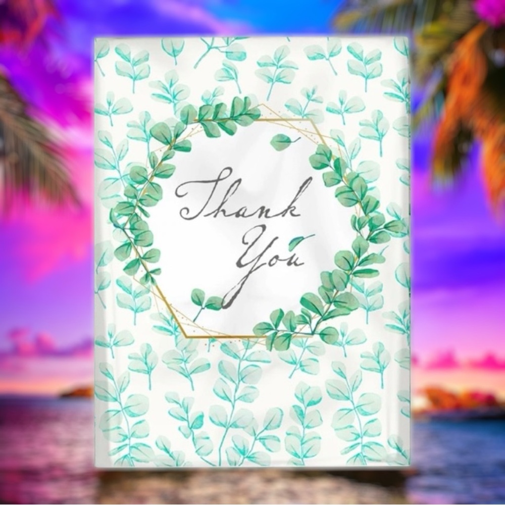 25 10X13 Poly Mailers Green Laurel Thank You Flat Shipping Envelopes - Picture 5 of 12